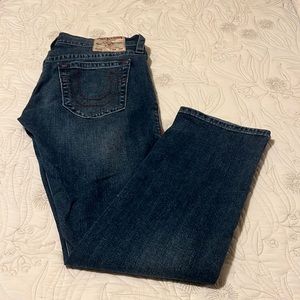 True religion womens jeans size 34 Ricky relaxed straight leg worn twice 33.5L